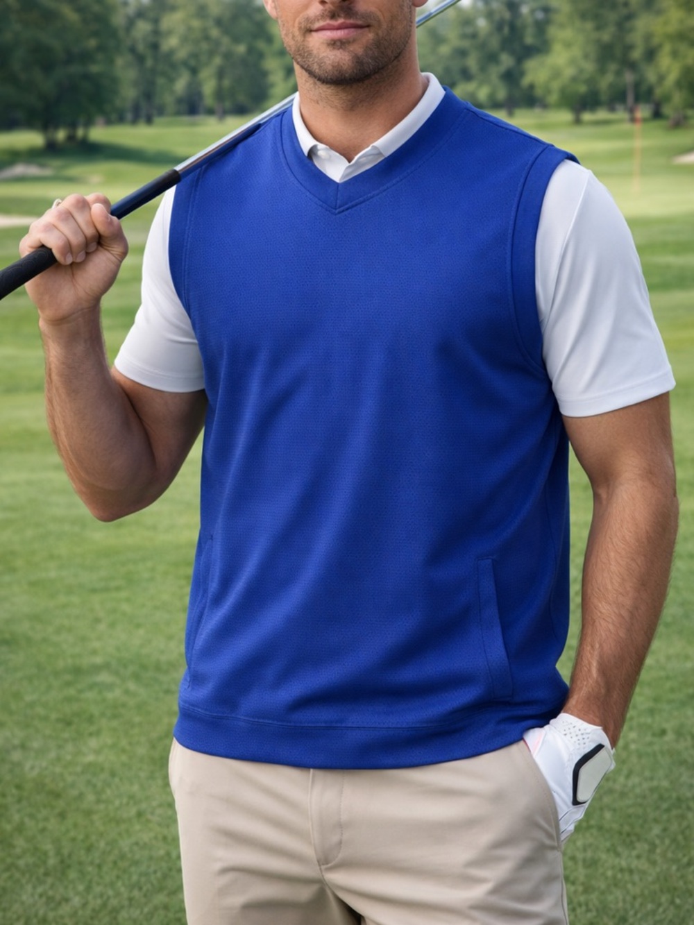 Men's Ping Performance Golf Vest Royal Blue Size Medium with Front Pockets